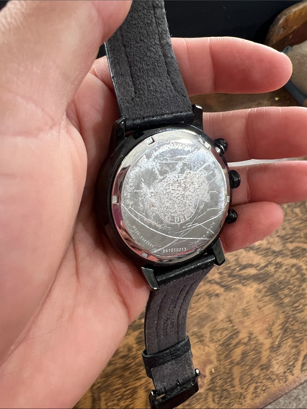 Citizen eco drive black solar powered watch black face & black leather strap - Picture 6 of 7